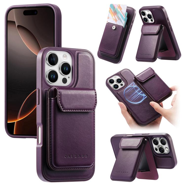 CaseNeo Retro Multi-Card Bag Magnetic Back Phone Case, For iPhone 16 Pro, For iPhone 16 Plus, For iPhone 16, For iPhone 15 Pro Max, For iPhone 15 Pro, For iPhone 15 Plus