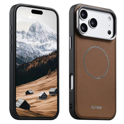 Suteni G8 Magnetic Triangle Texture Vegan Leather Back Phone Case, For iPhone 18 Pro / 17 Pro, For iPhone 18 Pro Max / 17 Pro Max, For iPhone 17, For iPhone 16 Pro Max, For iPhone 16 Pro, For iPhone 16, For iPhone 15 Pro Max, For iPhone 15 Pro