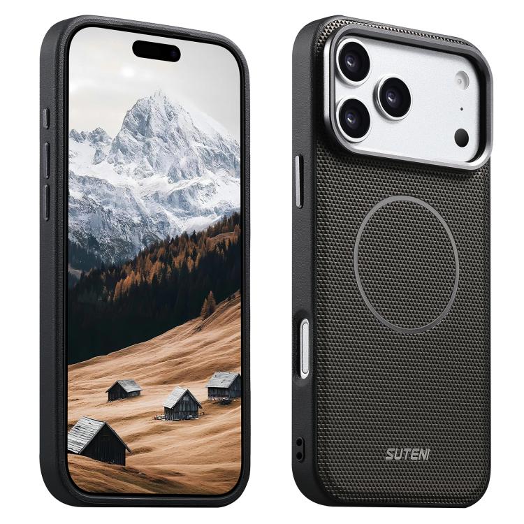 Suteni G8 Magnetic Triangle Texture Vegan Leather Back Phone Case, For iPhone 18 Pro / 17 Pro, For iPhone 18 Pro Max / 17 Pro Max, For iPhone 17, For iPhone 16 Pro Max, For iPhone 16 Pro, For iPhone 16, For iPhone 15 Pro Max, For iPhone 15 Pro