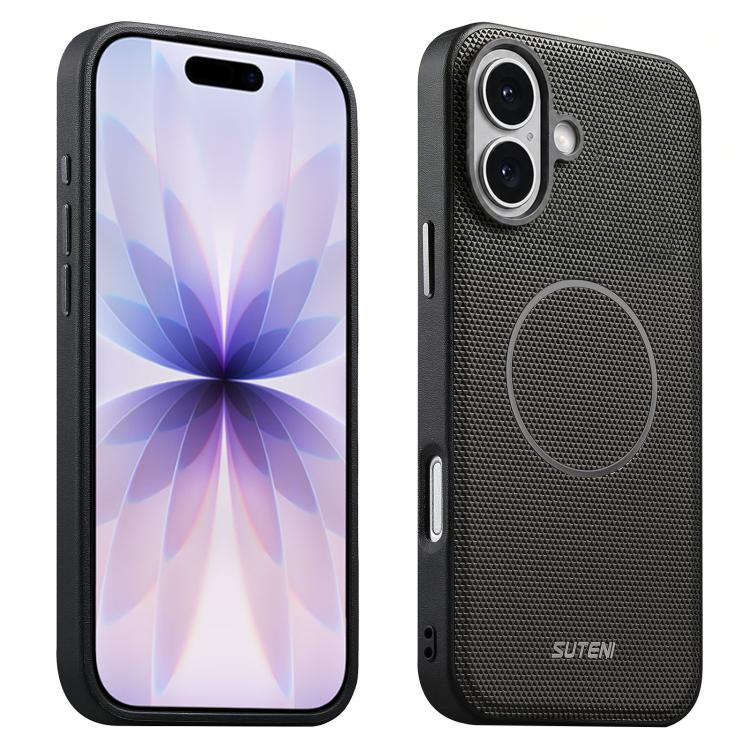 Suteni G8 Magnetic Triangle Texture Vegan Leather Back Phone Case, For iPhone 18 Pro / 17 Pro, For iPhone 18 Pro Max / 17 Pro Max, For iPhone 17, For iPhone 16 Pro Max, For iPhone 16 Pro, For iPhone 16, For iPhone 15 Pro Max, For iPhone 15 Pro