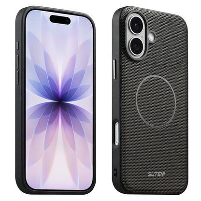 Suteni G8 Magnetic Triangle Texture Vegan Leather Back Phone Case, For iPhone 18 Pro / 17 Pro, For iPhone 18 Pro Max / 17 Pro Max, For iPhone 17, For iPhone 16 Pro Max, For iPhone 16 Pro, For iPhone 16, For iPhone 15 Pro Max, For iPhone 15 Pro
