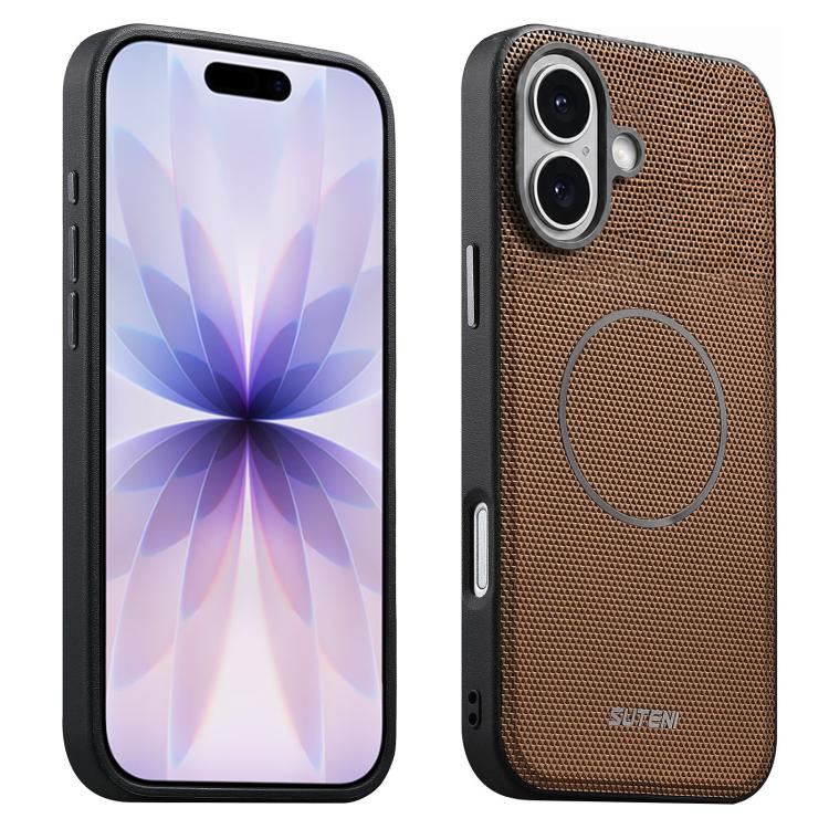 Suteni G8 Magnetic Triangle Texture Vegan Leather Back Phone Case, For iPhone 18 Pro / 17 Pro, For iPhone 18 Pro Max / 17 Pro Max, For iPhone 17, For iPhone 16 Pro Max, For iPhone 16 Pro, For iPhone 16, For iPhone 15 Pro Max, For iPhone 15 Pro
