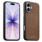 Suteni G8 Magnetic Triangle Texture Vegan Leather Back Phone Case, For iPhone 18 Pro / 17 Pro, For iPhone 18 Pro Max / 17 Pro Max, For iPhone 17, For iPhone 16 Pro Max, For iPhone 16 Pro, For iPhone 16, For iPhone 15 Pro Max, For iPhone 15 Pro