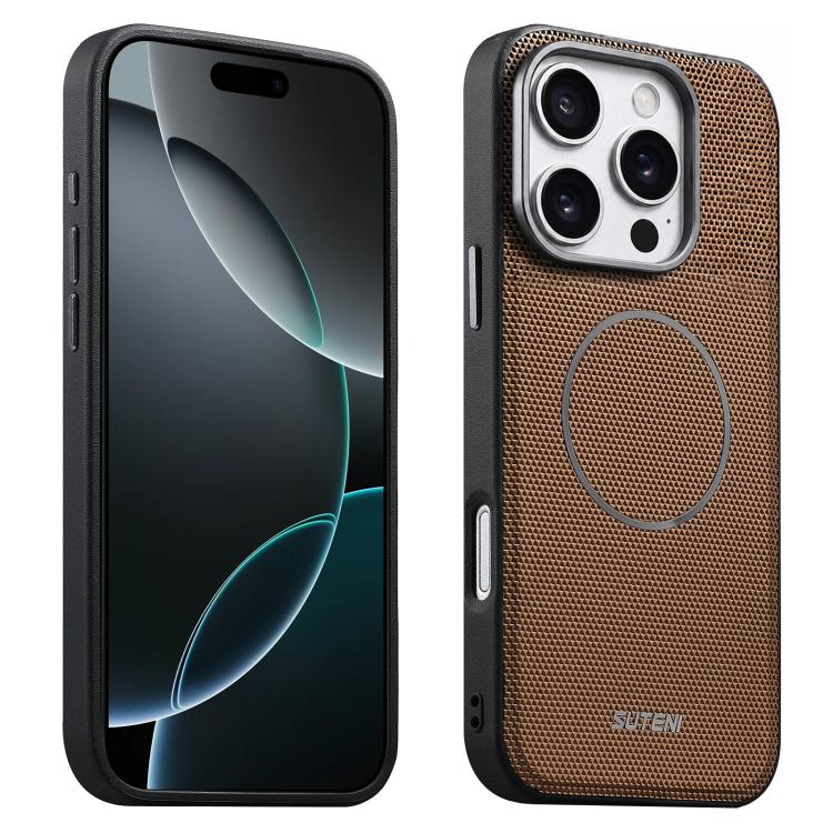 Suteni G8 Magnetic Triangle Texture Vegan Leather Back Phone Case, For iPhone 18 Pro / 17 Pro, For iPhone 18 Pro Max / 17 Pro Max, For iPhone 17, For iPhone 16 Pro Max, For iPhone 16 Pro, For iPhone 16, For iPhone 15 Pro Max, For iPhone 15 Pro