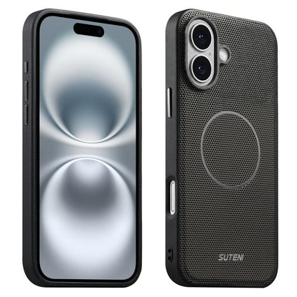 Suteni G8 Magnetic Triangle Texture Vegan Leather Back Phone Case, For iPhone 18 Pro / 17 Pro, For iPhone 18 Pro Max / 17 Pro Max, For iPhone 17, For iPhone 16 Pro Max, For iPhone 16 Pro, For iPhone 16, For iPhone 15 Pro Max, For iPhone 15 Pro