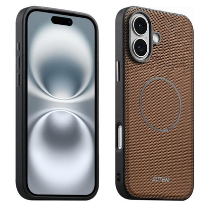 Suteni G8 Magnetic Triangle Texture Vegan Leather Back Phone Case, For iPhone 18 Pro / 17 Pro, For iPhone 18 Pro Max / 17 Pro Max, For iPhone 17, For iPhone 16 Pro Max, For iPhone 16 Pro, For iPhone 16, For iPhone 15 Pro Max, For iPhone 15 Pro