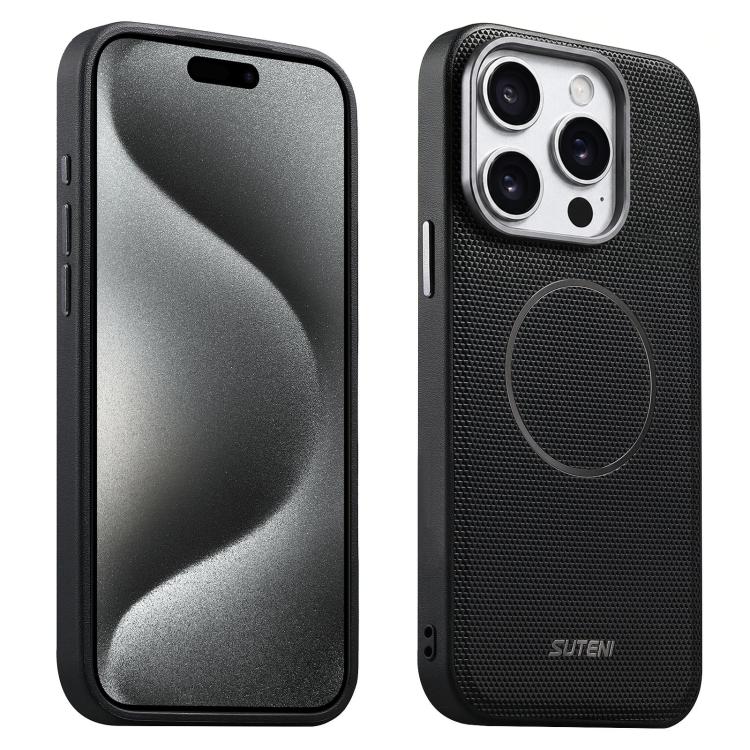 Suteni G8 Magnetic Triangle Texture Vegan Leather Back Phone Case, For iPhone 18 Pro / 17 Pro, For iPhone 18 Pro Max / 17 Pro Max, For iPhone 17, For iPhone 16 Pro Max, For iPhone 16 Pro, For iPhone 16, For iPhone 15 Pro Max, For iPhone 15 Pro