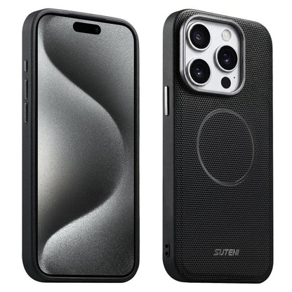 Suteni G8 Magnetic Triangle Texture Vegan Leather Back Phone Case, For iPhone 18 Pro / 17 Pro, For iPhone 18 Pro Max / 17 Pro Max, For iPhone 17, For iPhone 16 Pro Max, For iPhone 16 Pro, For iPhone 16, For iPhone 15 Pro Max, For iPhone 15 Pro