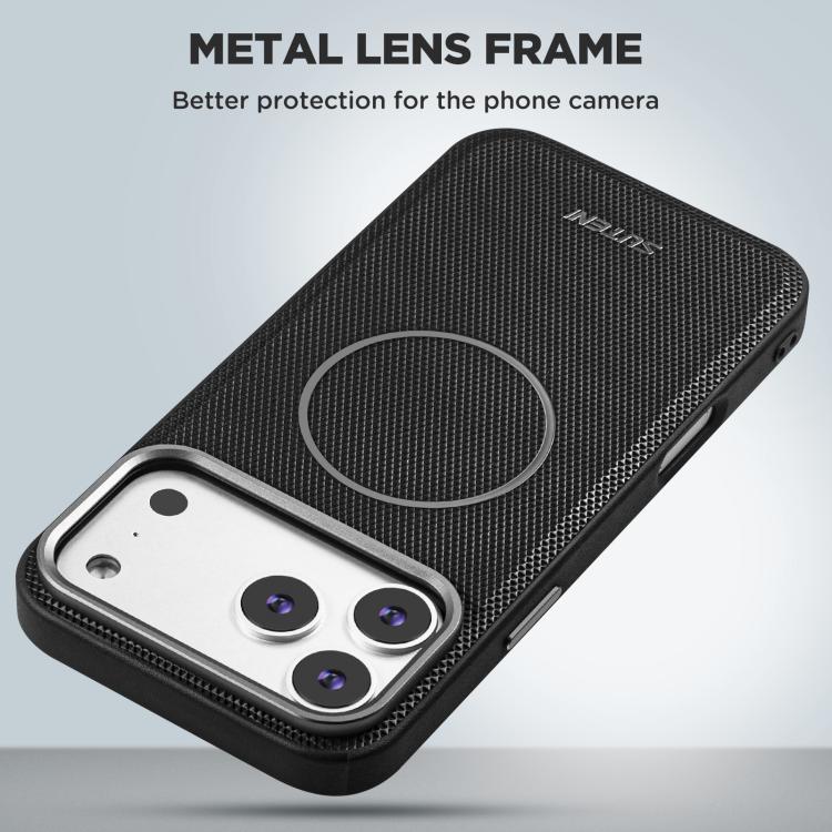 Suteni G8 Magnetic Triangle Texture Vegan Leather Back Phone Case, For iPhone 15, For iPhone 14 / 13, For iPhone 14 Pro, For iPhone 14 Pro Max