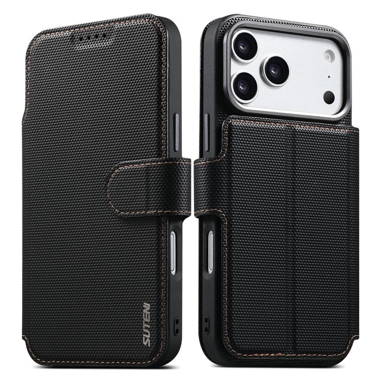 Suteni Q09 Magnetic Detachable Wallet  2 in 1 Triangle Texture Vegan Leather Phone Case, For iPhone 18 Pro / 17 Pro, For iPhone 18 Pro Max / 17 Pro Max, For iPhone 17, For iPhone 16 Pro Max, For iPhone 16 Pro, For iPhone 16, For iPhone 15 Pro Max      ...