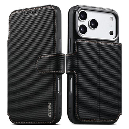 Suteni Q09 Magnetic Detachable Wallet  2 in 1 Triangle Texture Vegan Leather Phone Case, For iPhone 18 Pro / 17 Pro, For iPhone 18 Pro Max / 17 Pro Max, For iPhone 17, For iPhone 16 Pro Max, For iPhone 16 Pro, For iPhone 16, For iPhone 15 Pro Max      ...