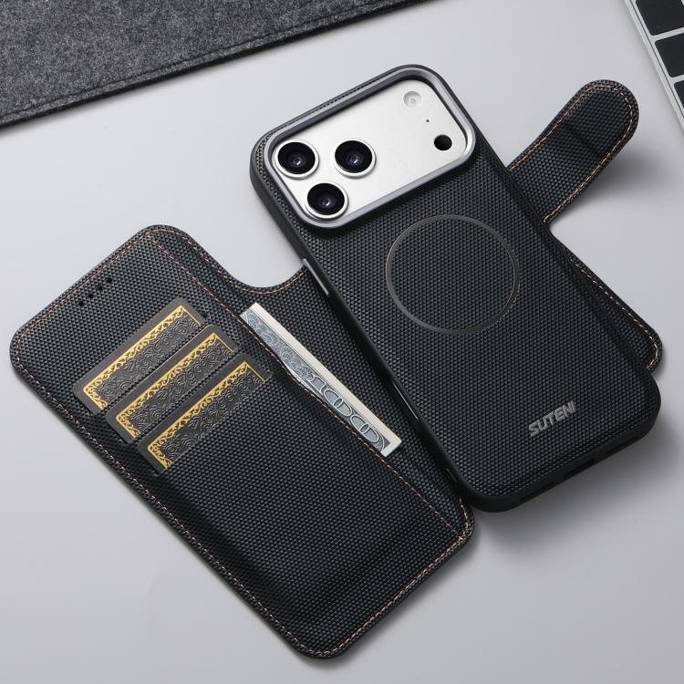 Suteni Q09 Magnetic Detachable Wallet  2 in 1 Triangle Texture Vegan Leather Phone Case, For iPhone 18 Pro / 17 Pro, For iPhone 18 Pro Max / 17 Pro Max, For iPhone 17, For iPhone 16 Pro Max, For iPhone 16 Pro, For iPhone 16, For iPhone 15 Pro Max      ...