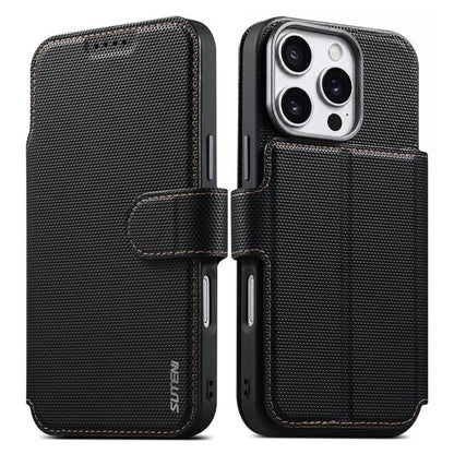 Suteni Q09 Magnetic Detachable Wallet  2 in 1 Triangle Texture Vegan Leather Phone Case, For iPhone 18 Pro / 17 Pro, For iPhone 18 Pro Max / 17 Pro Max, For iPhone 17, For iPhone 16 Pro Max, For iPhone 16 Pro, For iPhone 16, For iPhone 15 Pro Max      ...