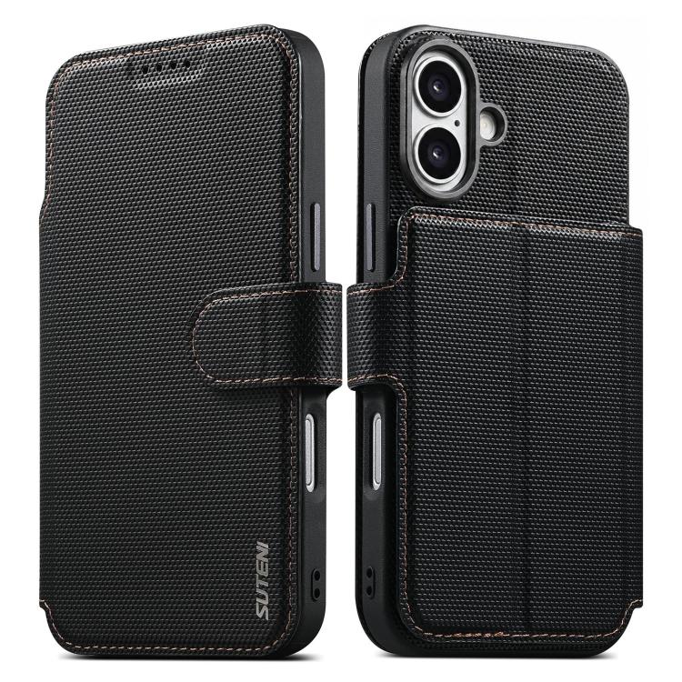 Suteni Q09 Magnetic Detachable Wallet  2 in 1 Triangle Texture Vegan Leather Phone Case, For iPhone 18 Pro / 17 Pro, For iPhone 18 Pro Max / 17 Pro Max, For iPhone 17, For iPhone 16 Pro Max, For iPhone 16 Pro, For iPhone 16, For iPhone 15 Pro Max      ...