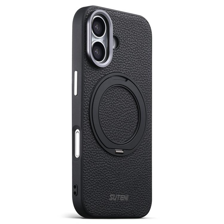 Suteni G9 Large Lychee Pattern Magnetic Holder Phone Case, For iPhone 18 Pro, For iPhone 18 Pro Max, For iPhone 17 Pro Max, For iPhone 17 Pro, For iPhone 17, For iPhone 16 Pro Max, For iPhone 16 Pro, For iPhone 16