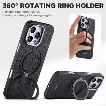 Suteni G9 Large Lychee Pattern Magnetic Holder Phone Case, For iPhone 18 Pro, For iPhone 18 Pro Max, For iPhone 17 Pro Max, For iPhone 17 Pro, For iPhone 17, For iPhone 16 Pro Max, For iPhone 16 Pro, For iPhone 16