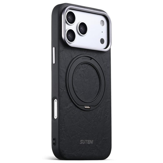 Suteni G9 Rock Texture Magnetic Holder Phone Case, For iPhone 18 Pro, For iPhone 18 Pro Max, For iPhone 17 Pro Max, For iPhone 17 Pro, For iPhone 17, For iPhone 16 Pro Max, For iPhone 16 Pro, For iPhone 16