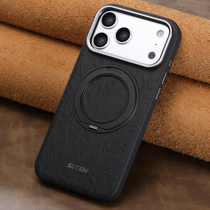 Suteni G9 Rock Texture Magnetic Holder Phone Case, For iPhone 18 Pro, For iPhone 18 Pro Max, For iPhone 17 Pro Max, For iPhone 17 Pro, For iPhone 17, For iPhone 16 Pro Max, For iPhone 16 Pro, For iPhone 16