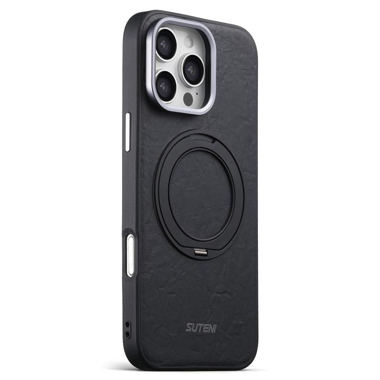 Suteni G9 Rock Texture Magnetic Holder Phone Case, For iPhone 15 Pro Max, For iPhone 15 Pro, For iPhone 15
