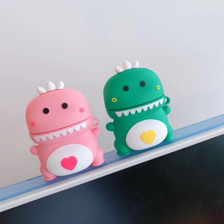 Universal Wireless Couple Green Pink Dinosaur Bluetooth Headphone Holder for Apple AirPods 1 / 2
