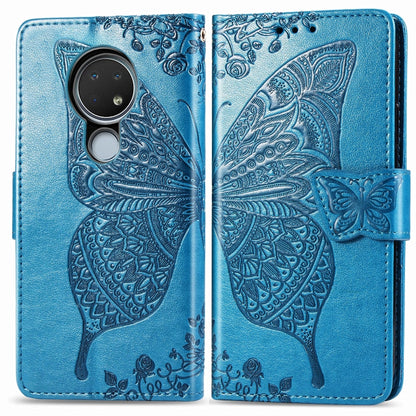 For Nokia 6.2 / 7.2 Butterfly Love Flower Embossed Horizontal Flip Leather Case with Bracket Lanyard Card Slot Wallet