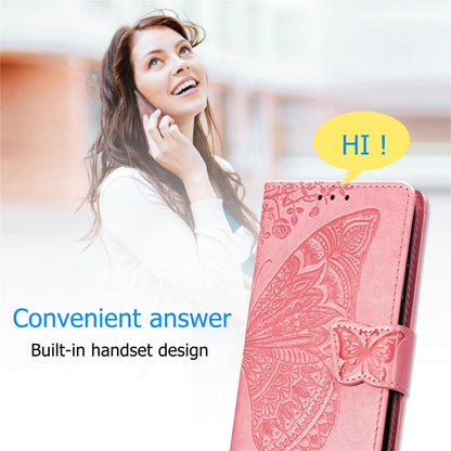 For One Plus 7T Pro  Butterfly Love Flower Embossed Horizontal Flip Leather Case with Bracket Lanyard Card Slot Wallet