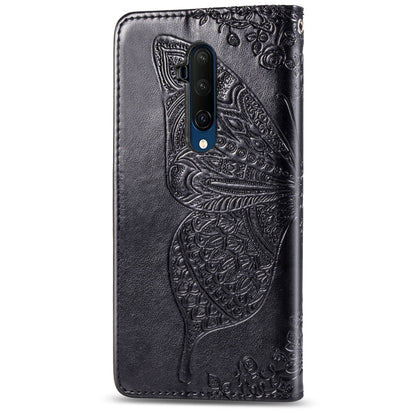 For One Plus 7T Pro  Butterfly Love Flower Embossed Horizontal Flip Leather Case with Bracket Lanyard Card Slot Wallet