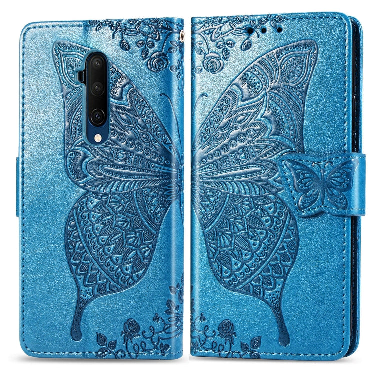 For One Plus 7T Pro  Butterfly Love Flower Embossed Horizontal Flip Leather Case with Bracket Lanyard Card Slot Wallet