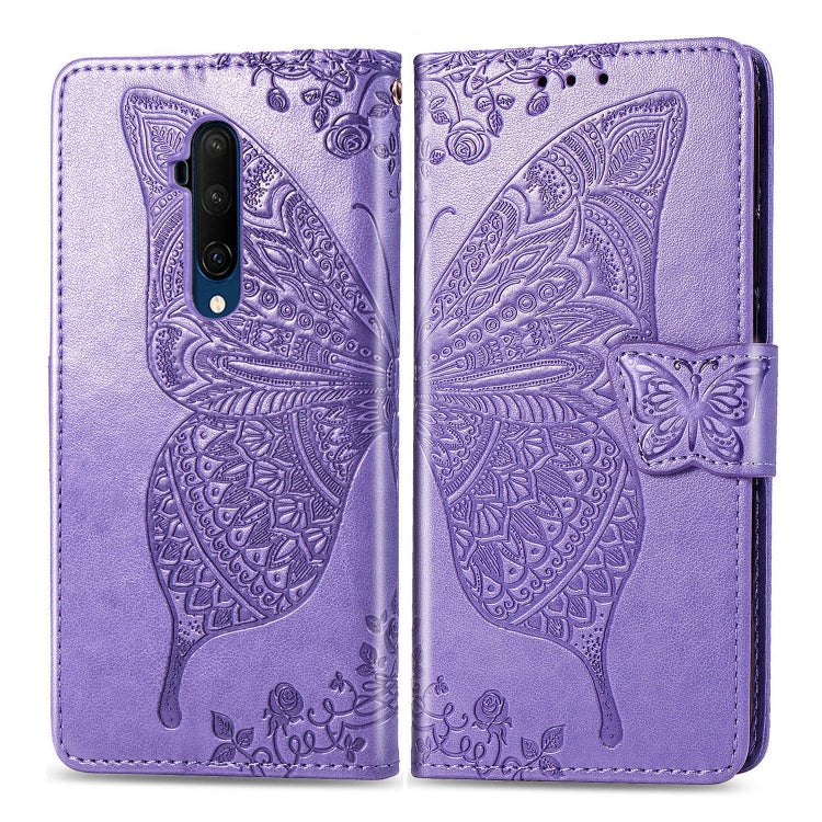 For One Plus 7T Pro  Butterfly Love Flower Embossed Horizontal Flip Leather Case with Bracket Lanyard Card Slot Wallet