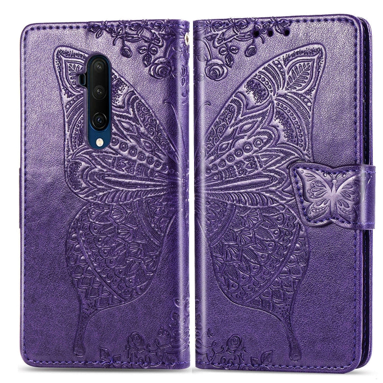 For One Plus 7T Pro  Butterfly Love Flower Embossed Horizontal Flip Leather Case with Bracket Lanyard Card Slot Wallet