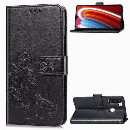 Lucky Clover Pressed Flowers Pattern Leather Case with Holder & Card Slots & Wallet & Hand Strap