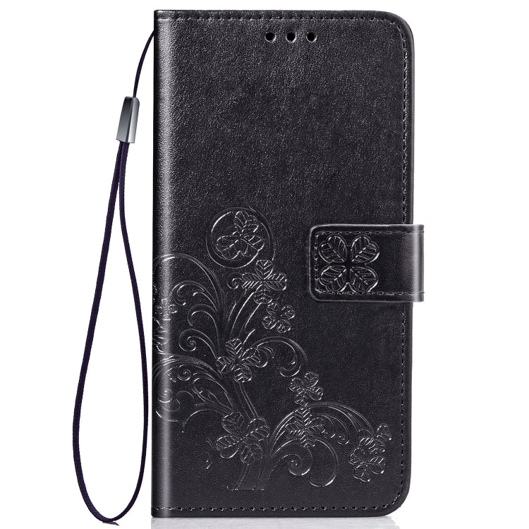 Lucky Clover Pressed Flowers Pattern Leather Case with Holder & Card Slots & Wallet & Hand Strap