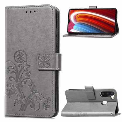 Lucky Clover Pressed Flowers Pattern Leather Case with Holder & Card Slots & Wallet & Hand Strap
