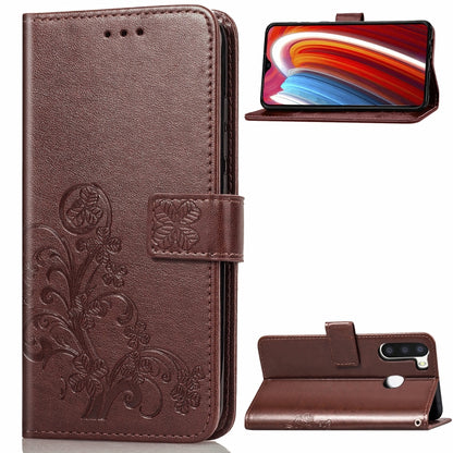 Lucky Clover Pressed Flowers Pattern Leather Case with Holder & Card Slots & Wallet & Hand Strap