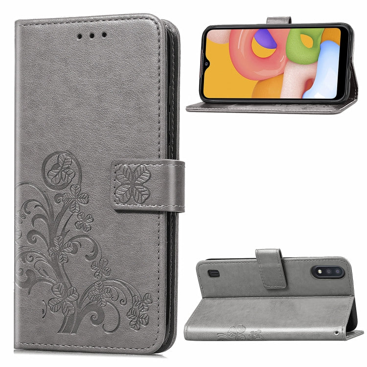 Lucky Clover Pressed Flowers Pattern Leather Case with Holder & Card Slots & Wallet & Hand Strap