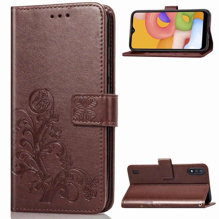 Lucky Clover Pressed Flowers Pattern Leather Case with Holder & Card Slots & Wallet & Hand Strap