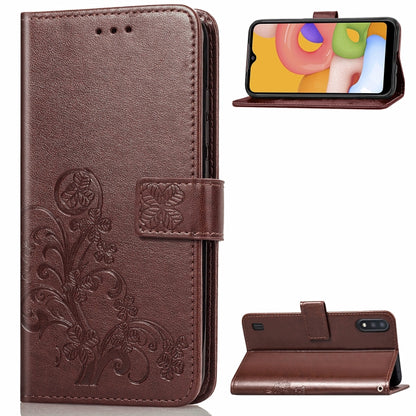 Lucky Clover Pressed Flowers Pattern Leather Case with Holder & Card Slots & Wallet & Hand Strap