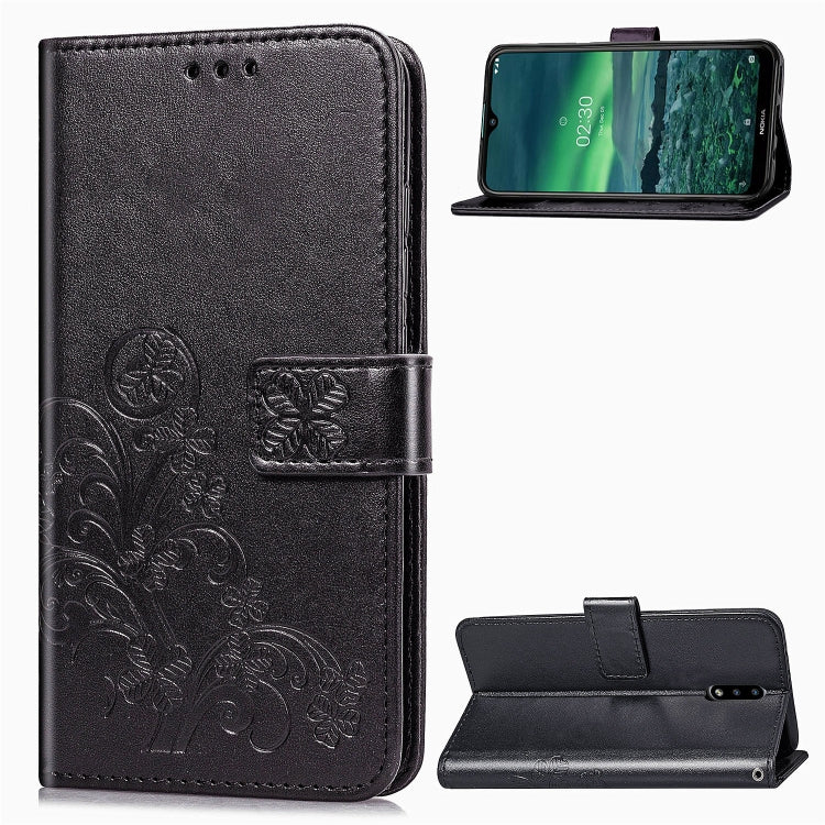 Lucky Clover Pressed Flowers Pattern Leather Case with Holder & Card Slots & Wallet & Hand Strap