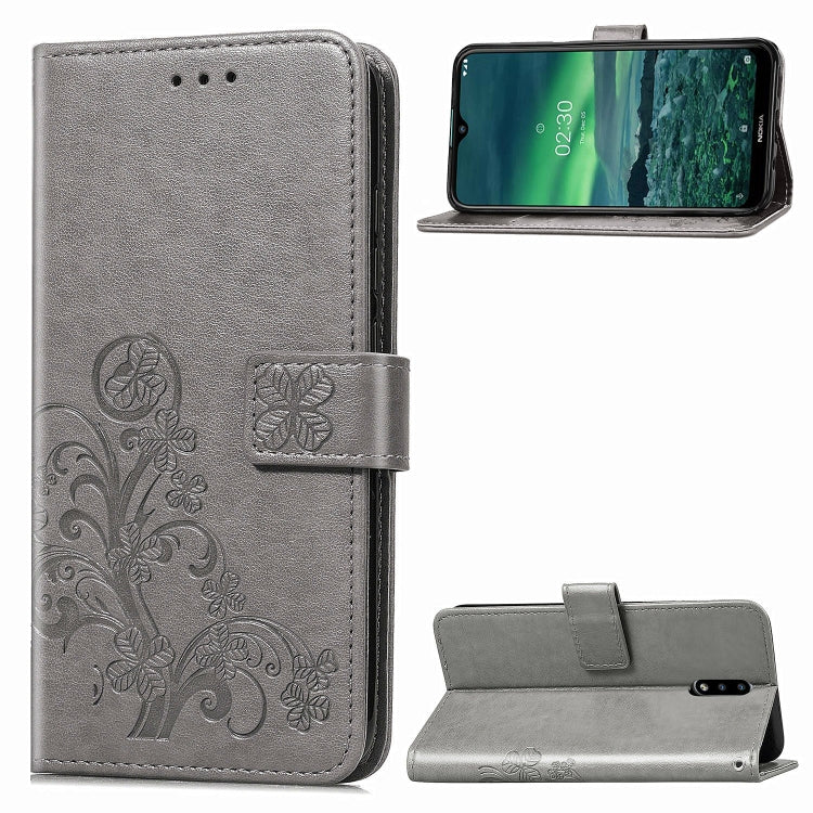 Lucky Clover Pressed Flowers Pattern Leather Case with Holder & Card Slots & Wallet & Hand Strap