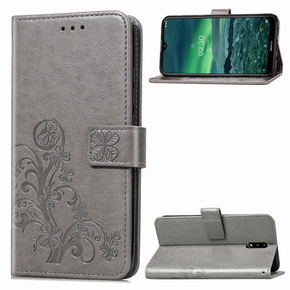 Lucky Clover Pressed Flowers Pattern Leather Case with Holder & Card Slots & Wallet & Hand Strap