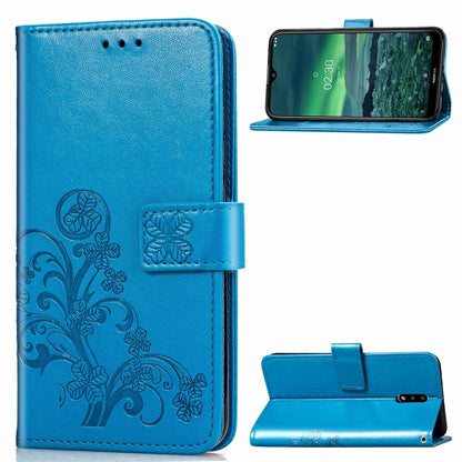 Lucky Clover Pressed Flowers Pattern Leather Case with Holder & Card Slots & Wallet & Hand Strap