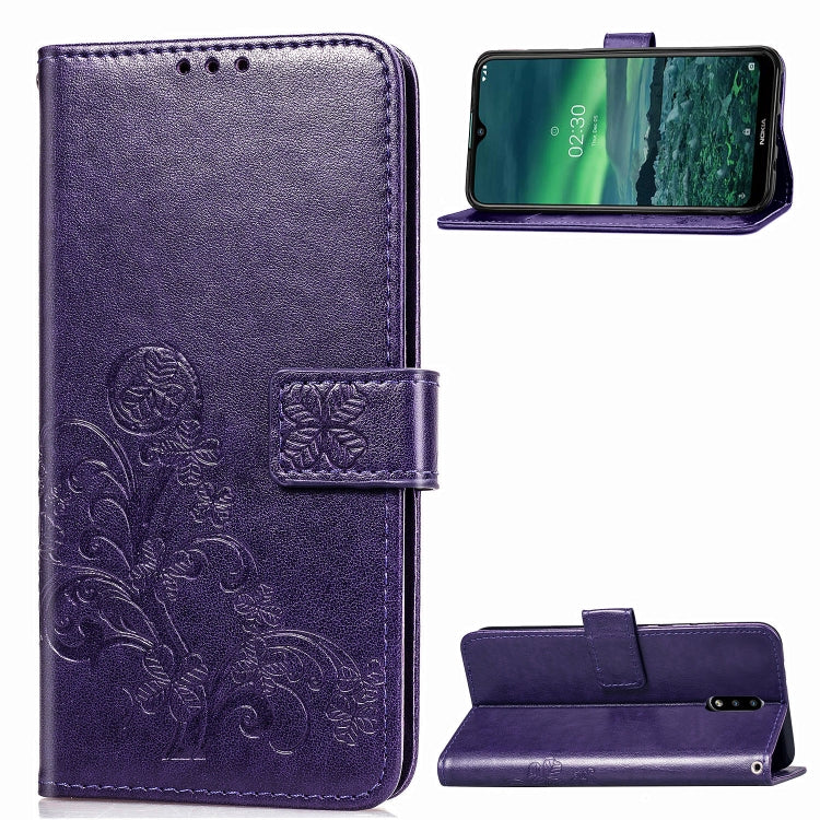Lucky Clover Pressed Flowers Pattern Leather Case with Holder & Card Slots & Wallet & Hand Strap