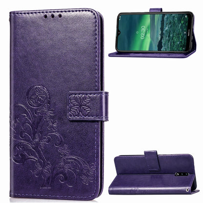 Lucky Clover Pressed Flowers Pattern Leather Case with Holder & Card Slots & Wallet & Hand Strap