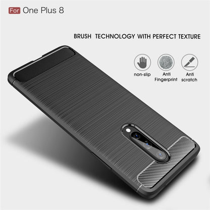 For OnePlus 8 Brushed Texture Carbon Fiber Shockproof TPU Case