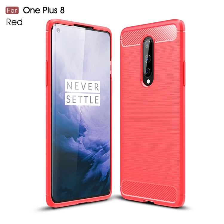 For OnePlus 8 Brushed Texture Carbon Fiber Shockproof TPU Case