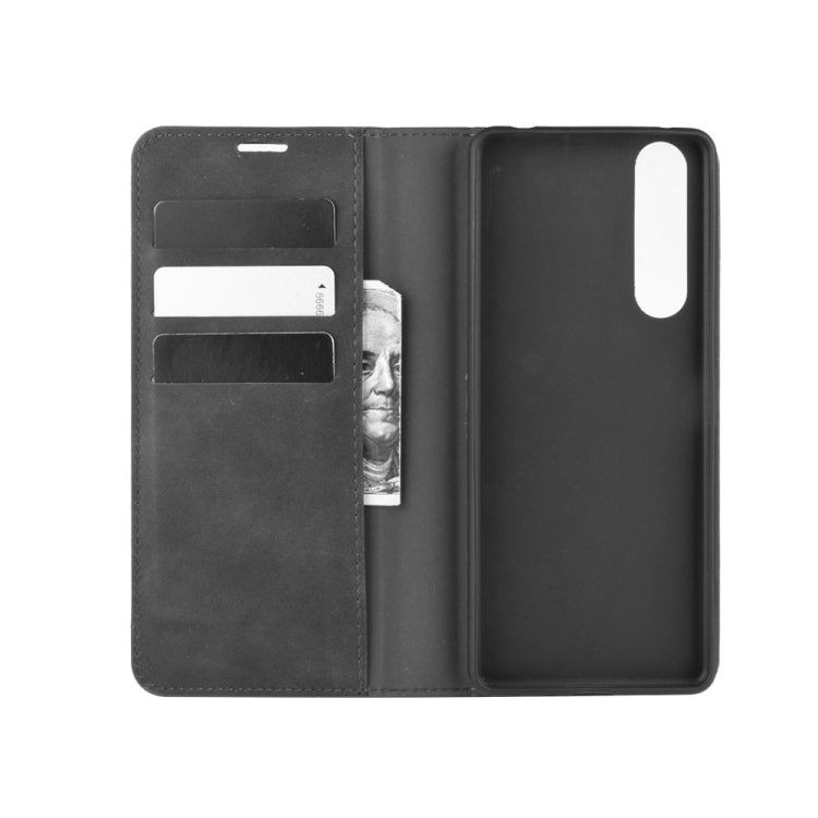 For Sony Xperia 1 II Retro-skin Business Magnetic Suction Leather Case with Holder & Card Slots & Wallet