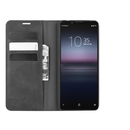 For Sony Xperia 1 II Retro-skin Business Magnetic Suction Leather Case with Holder & Card Slots & Wallet