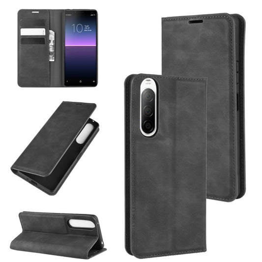 For Sony Xperia 10 II Retro-skin Business Magnetic Suction Leather Case with Holder & Card Slots & Wallet