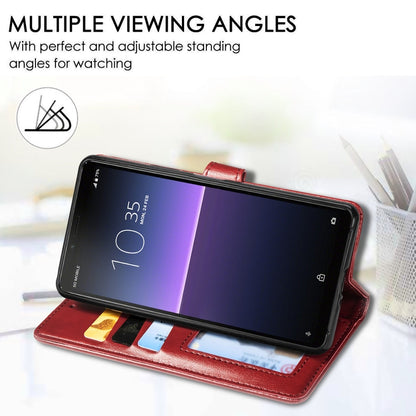 For Sony Xperia 10 II Retro Solid Color Leather Buckle Phone Case with Lanyard & Photo Frame & Card Slot & Wallet & Stand Function, For Sony Xperia 10 II