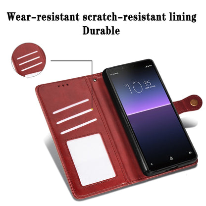 For Sony Xperia 10 II Retro Solid Color Leather Buckle Phone Case with Lanyard & Photo Frame & Card Slot & Wallet & Stand Function, For Sony Xperia 10 II